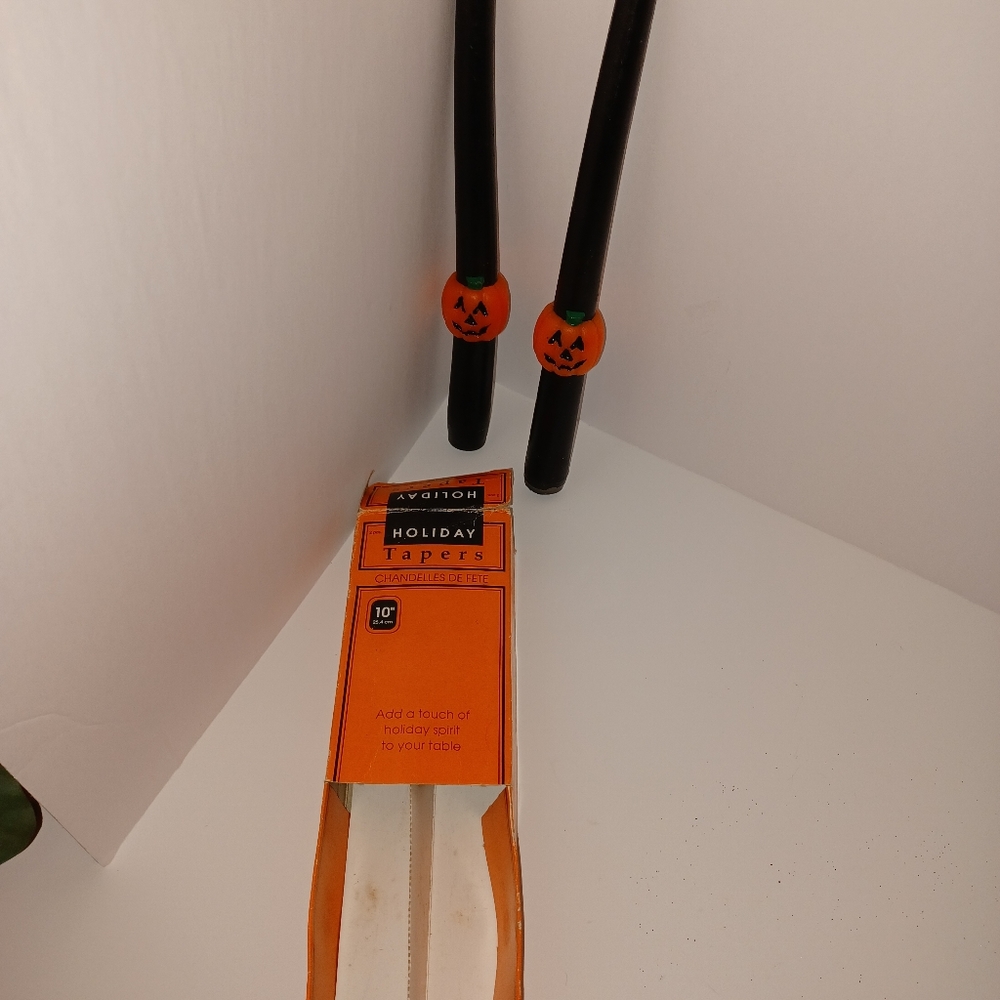 Vintage 10" 2 Jack-O-Lantern candlesticks